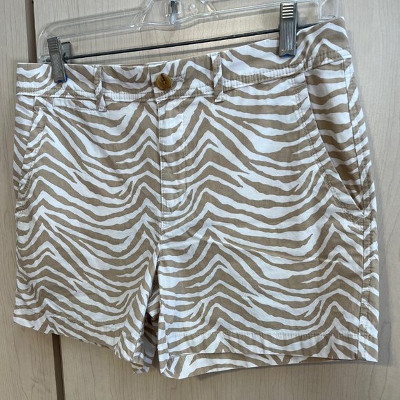 Banana Republic Pants - BANANA REPUBLIC Women's Tan & Cream Tropical Print Palm Tree‎ Shorts Size 6